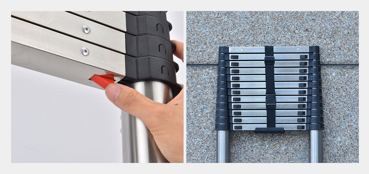 Stainless Steel Telescopic Ladder detail Stainless Steel Telescopic Ladder detail